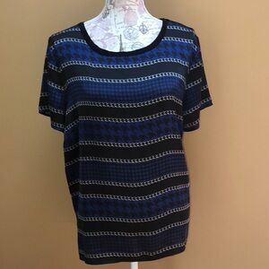 Michael Kors Black Blue Chain Blouse 1X